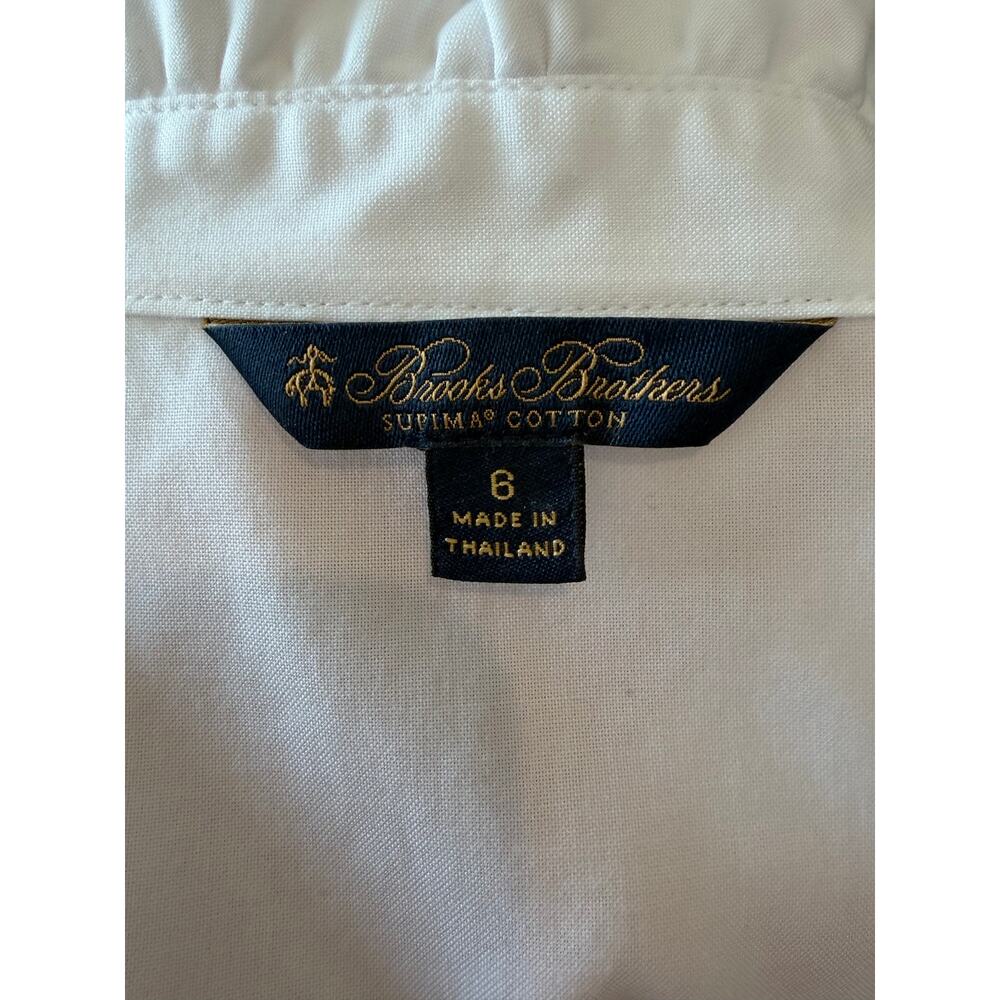 Brooks Brothers Fitted Iron-Free Supima Sleeveless Ruffle Blouse Size 6 - Picture 7 of 7